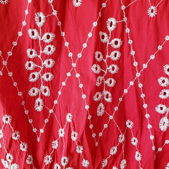 Zara Red Embroidered Eyelet Ruffle Top - Picture 8 of 12